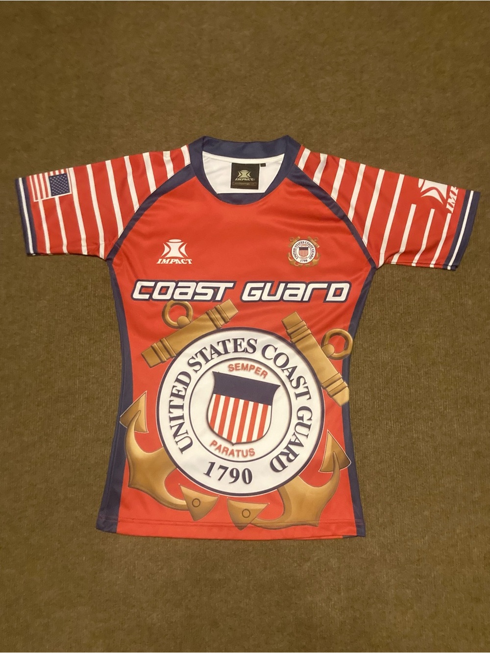 US Coast Guard Rugby Jersey #9, Sz S, Player Style, Impact, Sublimated, Military